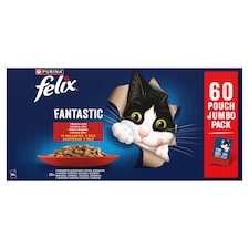 Felix Fantastic kapsičky pro kočky hovězí, kuře, kachna, jehněčí v želé 60 x 85g