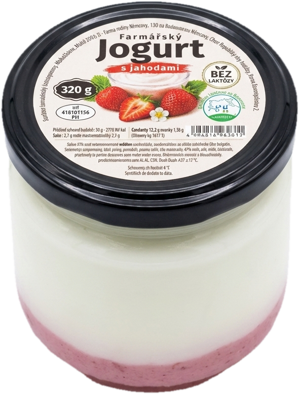 Farma rodiny Němcovi Farmářský jogurt s jahodami bez laktózy