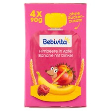 Bebivita Jablko, banán, malina, špalda 4 x 90g (360g)