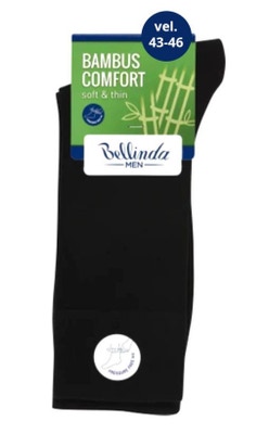Bellinda Bambus Comfort pánské ponožky černé, vel. 43-46