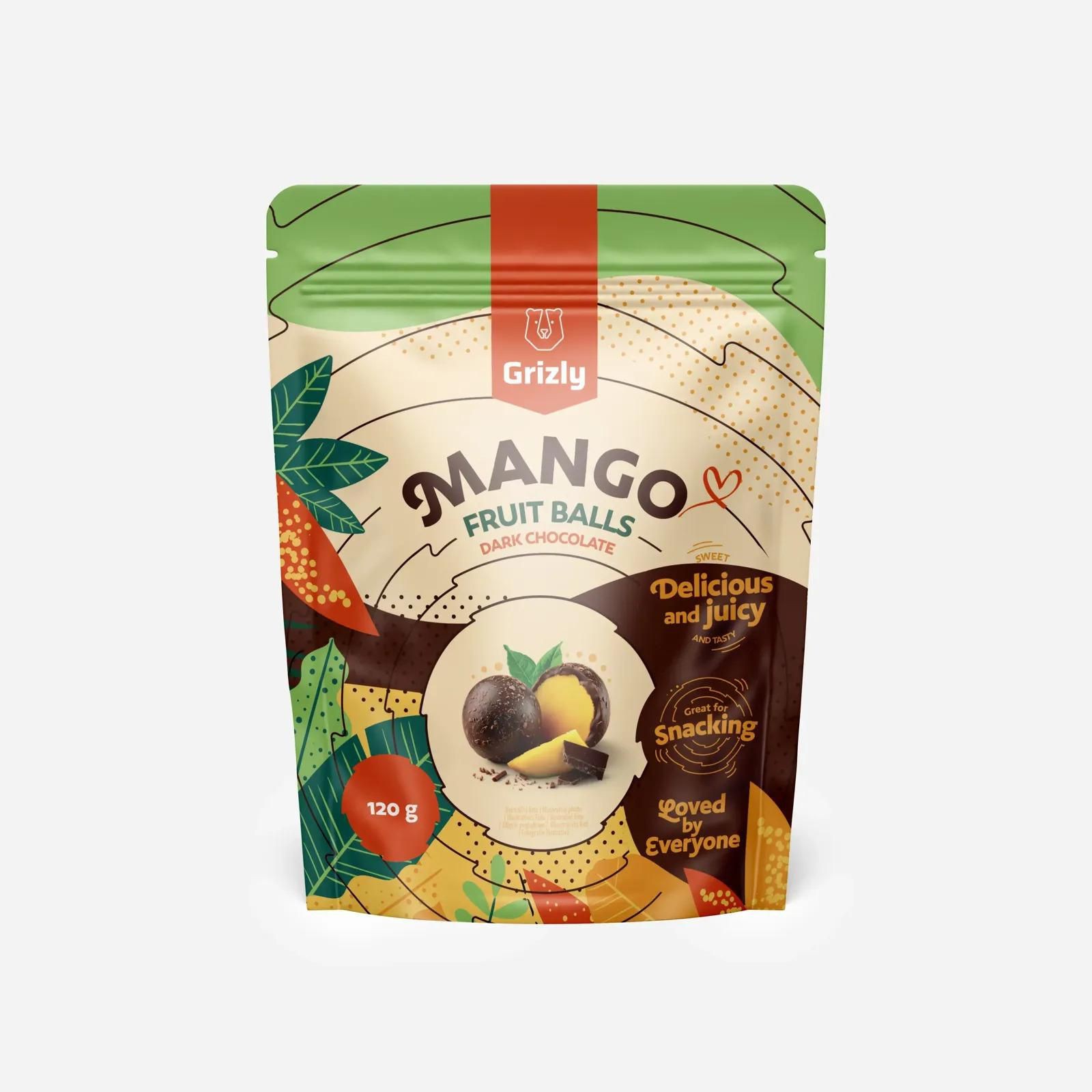 Grizly Mango kuličky v hořké čokoládě, 120 g