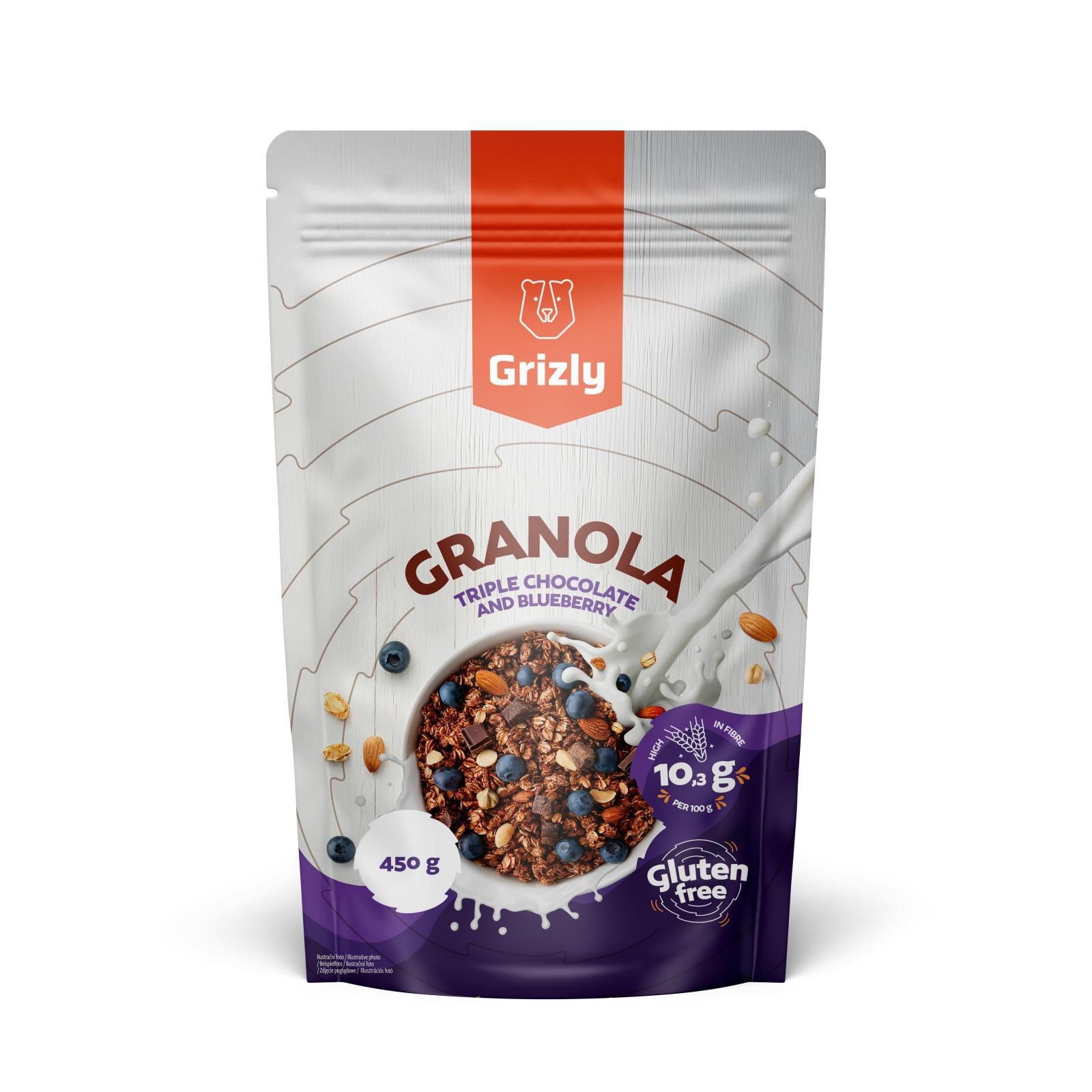 Grizly Granola hořká čokoláda s borůvkami 450 g