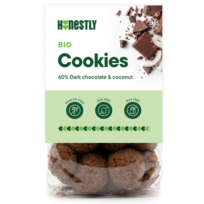 Honestly BIO Cookies 60% dark chocolate & coconut