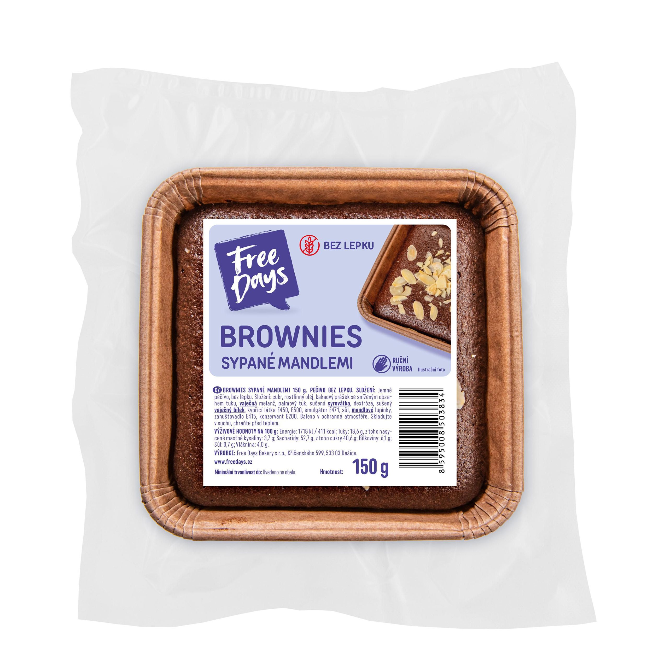 Amaranth Brownies bez lepku sypané mandlemi 150g