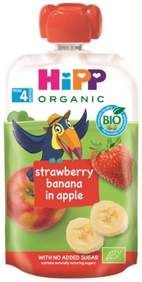 HiPP HiPPiS BIO 100% ovoce Jablko-Banán-Jahoda