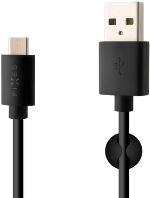 FIXED Datový a nabíjecí kabel s konektory USB/USB-C, USB 2.0, 1m, černý