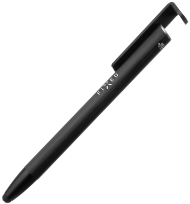 FIXED Propiska 3v1 se stylusem a stojánkem Pen, antibakteriální povrch, hliníkové tělo, černá