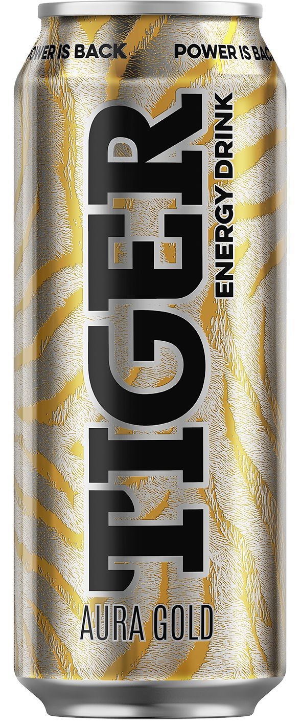 Tiger energy drink Aura Gold - Apple flavoured 0,5L plech