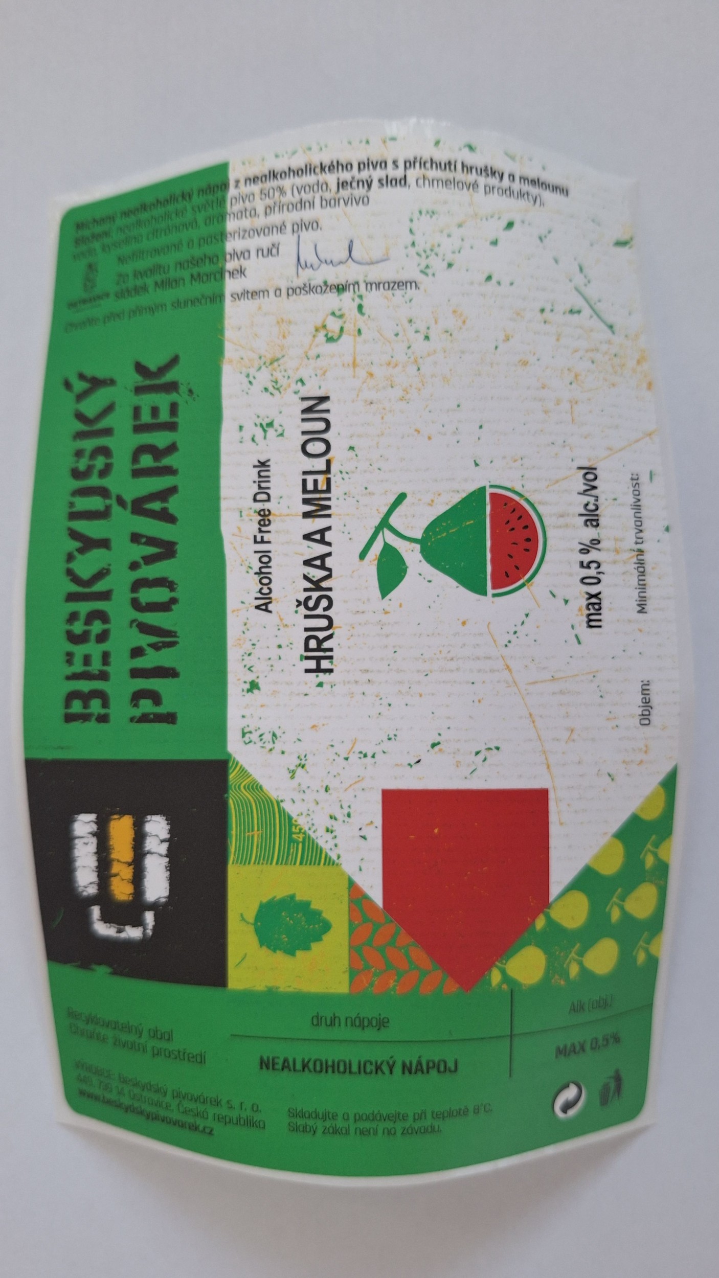 Nealko pivo s př. hruška a meloun 0,5 l