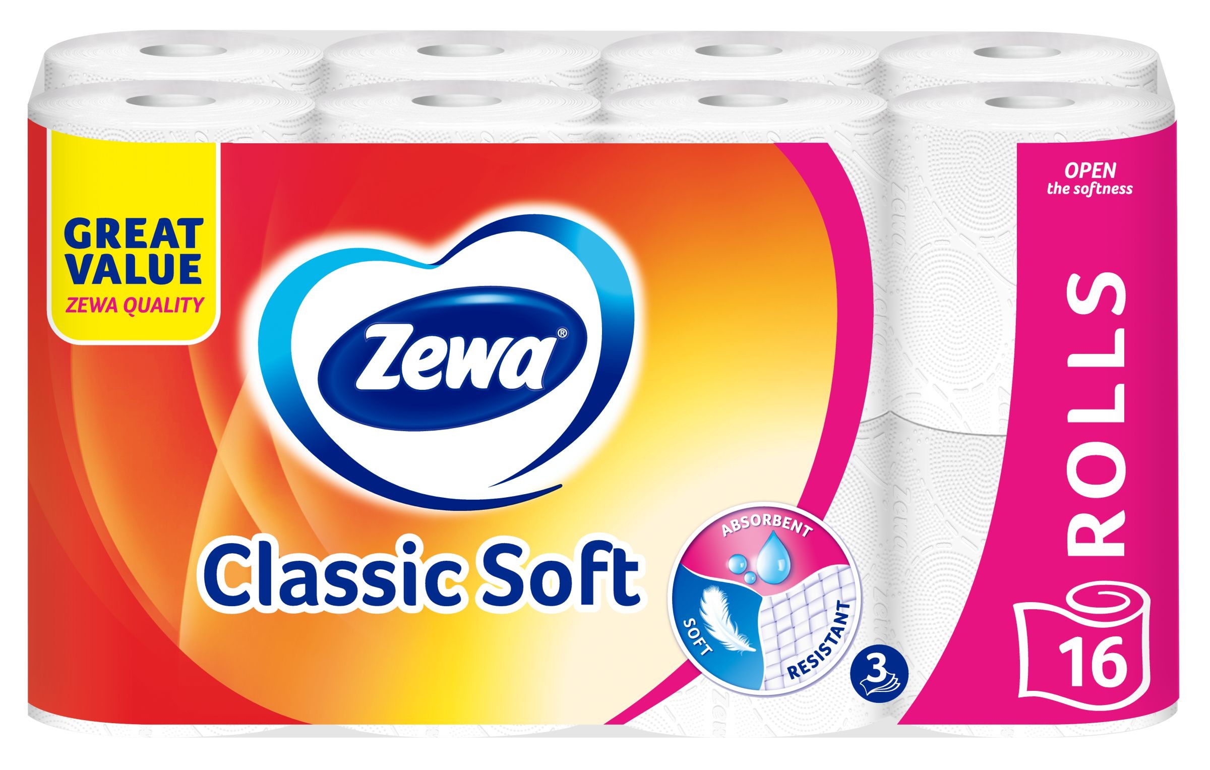 Toaletní papír ZEWA Classic Soft 3vrstvý 16 ks