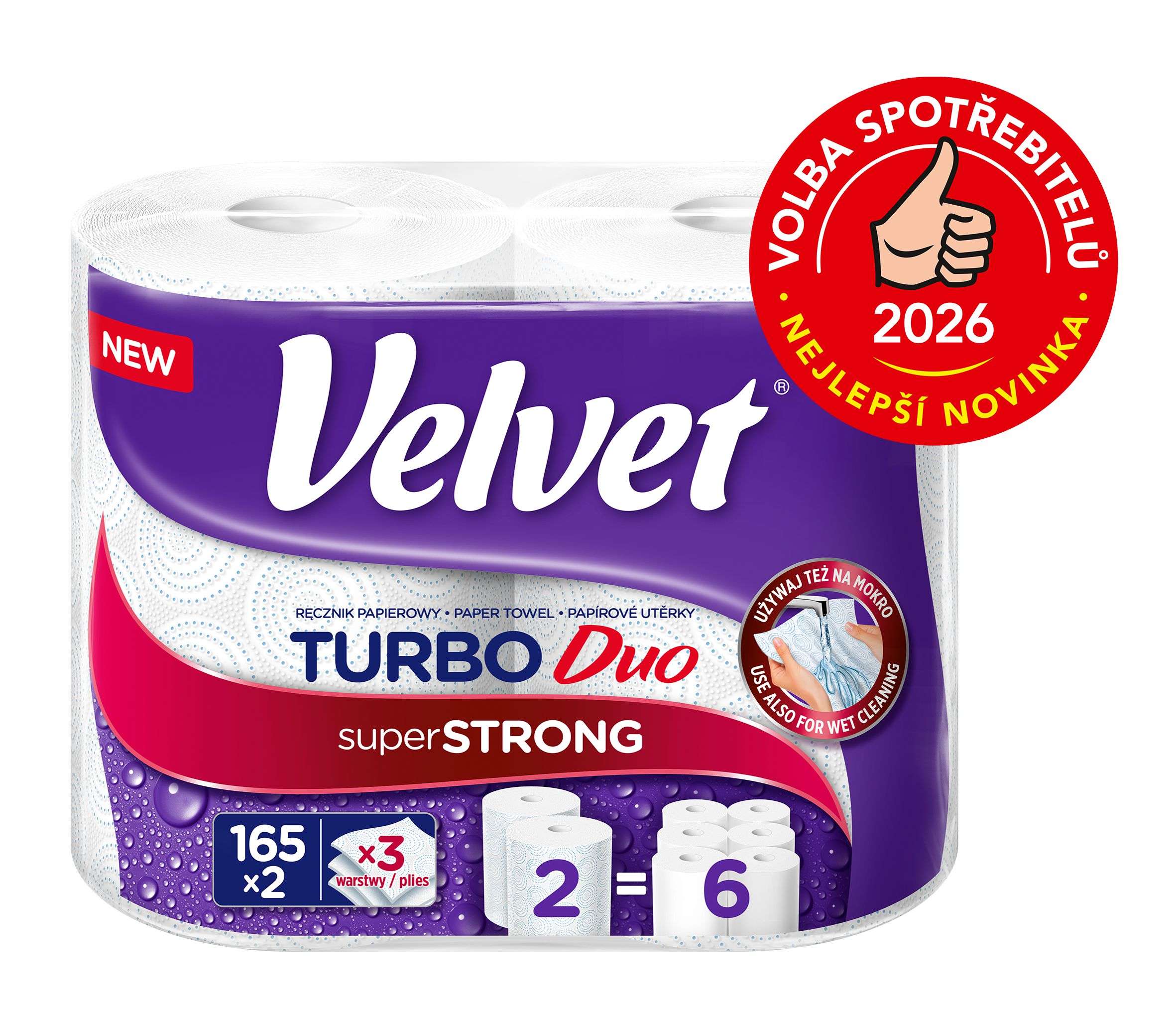 Velvet Turbo kuchyňské utěrky Duo 2x165útržků 3vrstvé 2ks