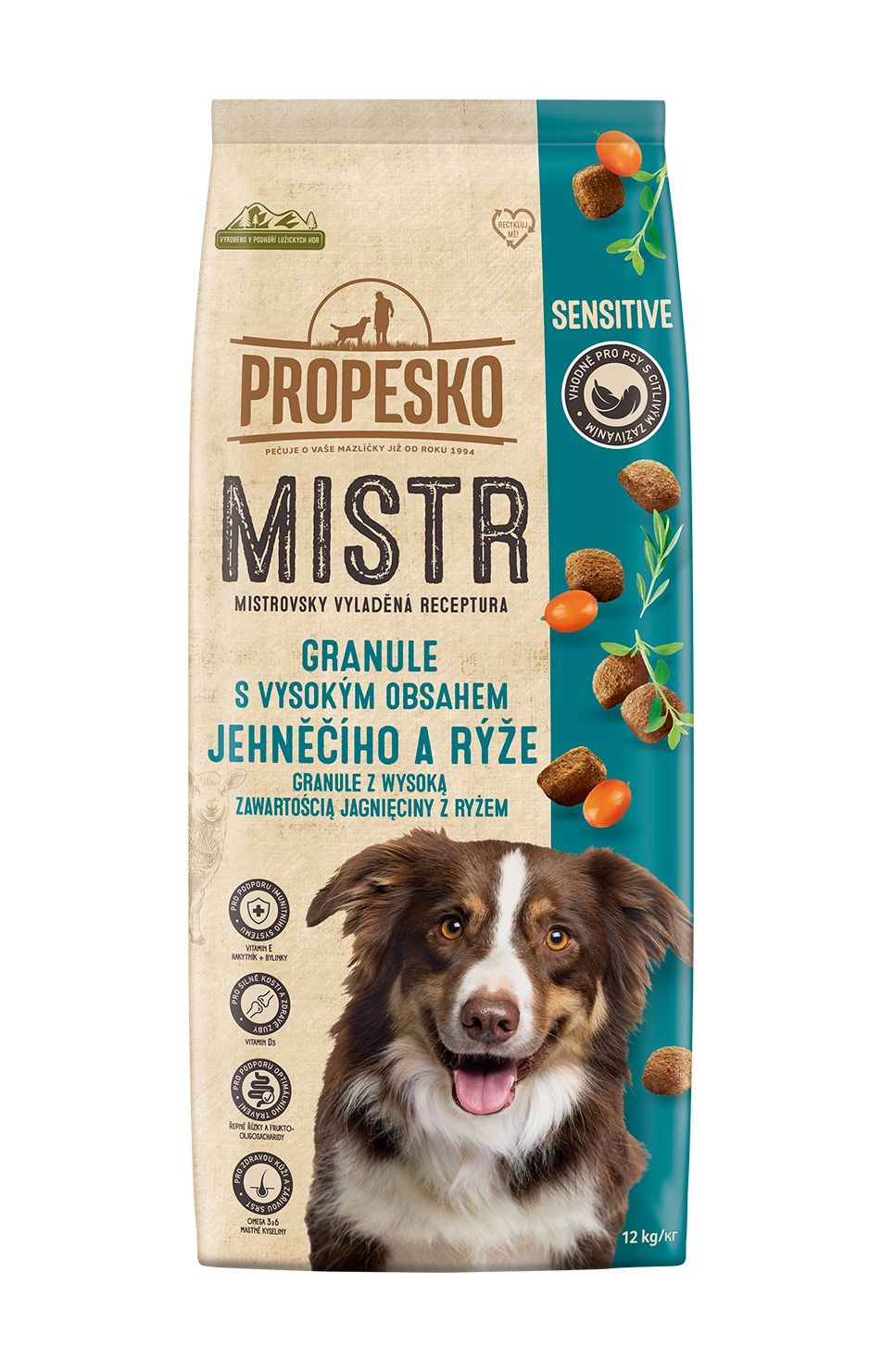 Propesko Mistr granule pro psa s jehněčím a rýží 12kg