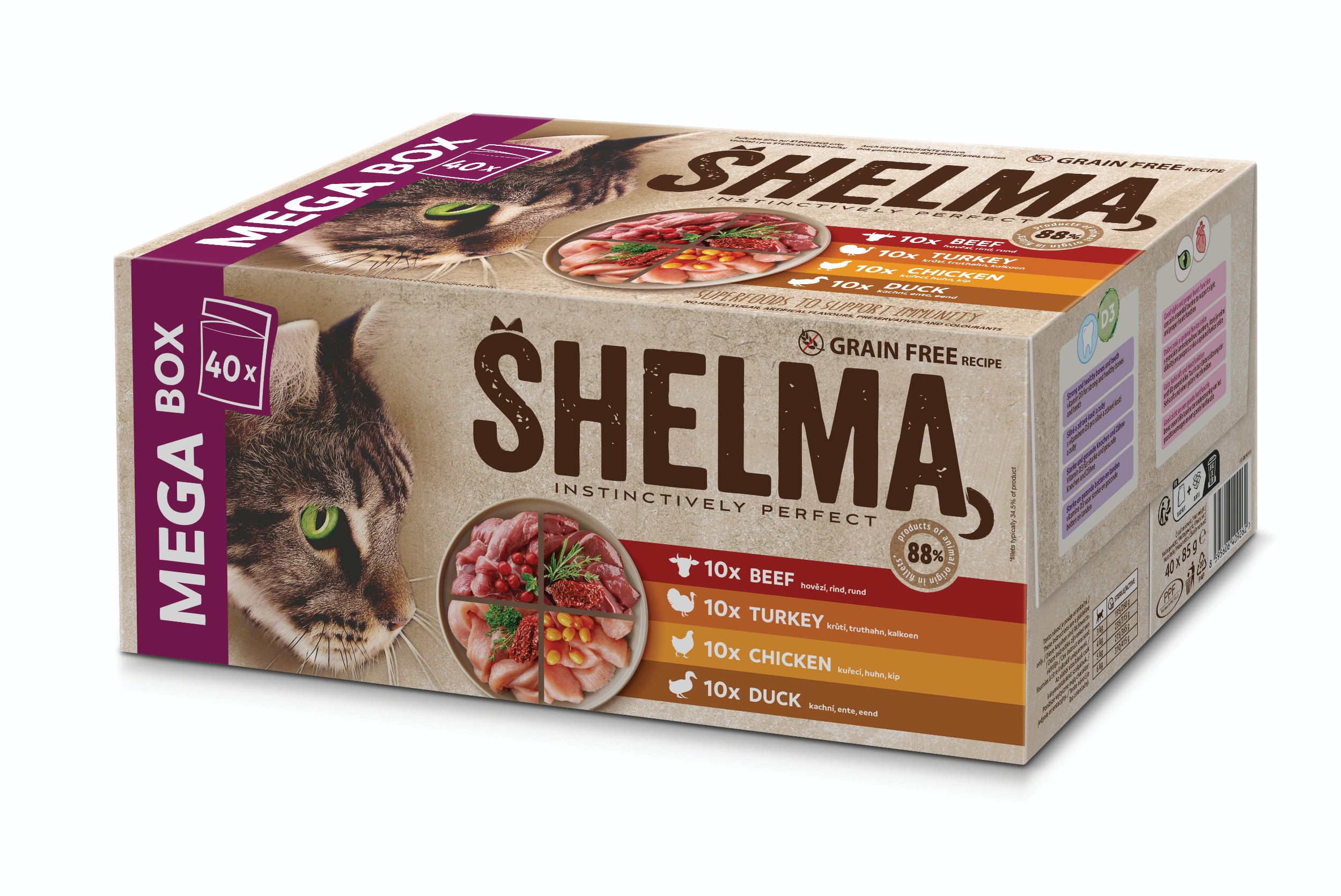 Shelma bezobilné dušené filetky pro kočky 40x85g