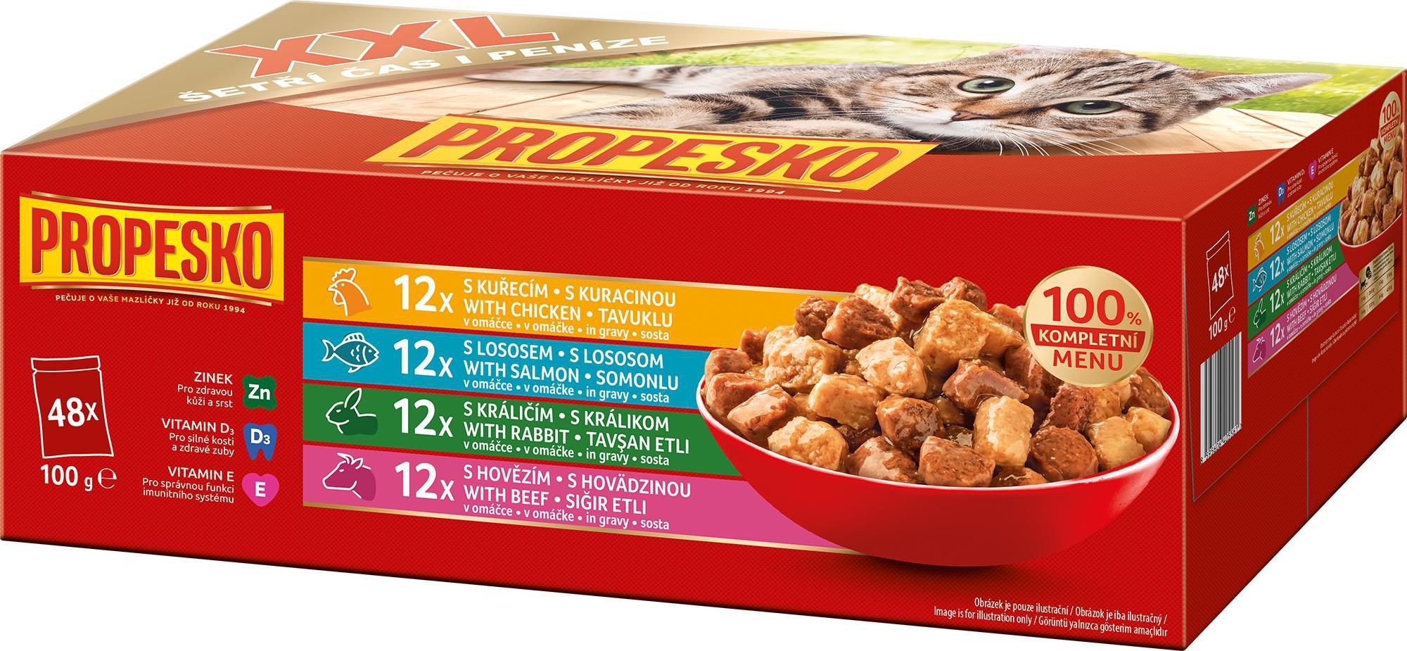 Propesko kapsa kočka XXL mix masa a ryby 48x100g