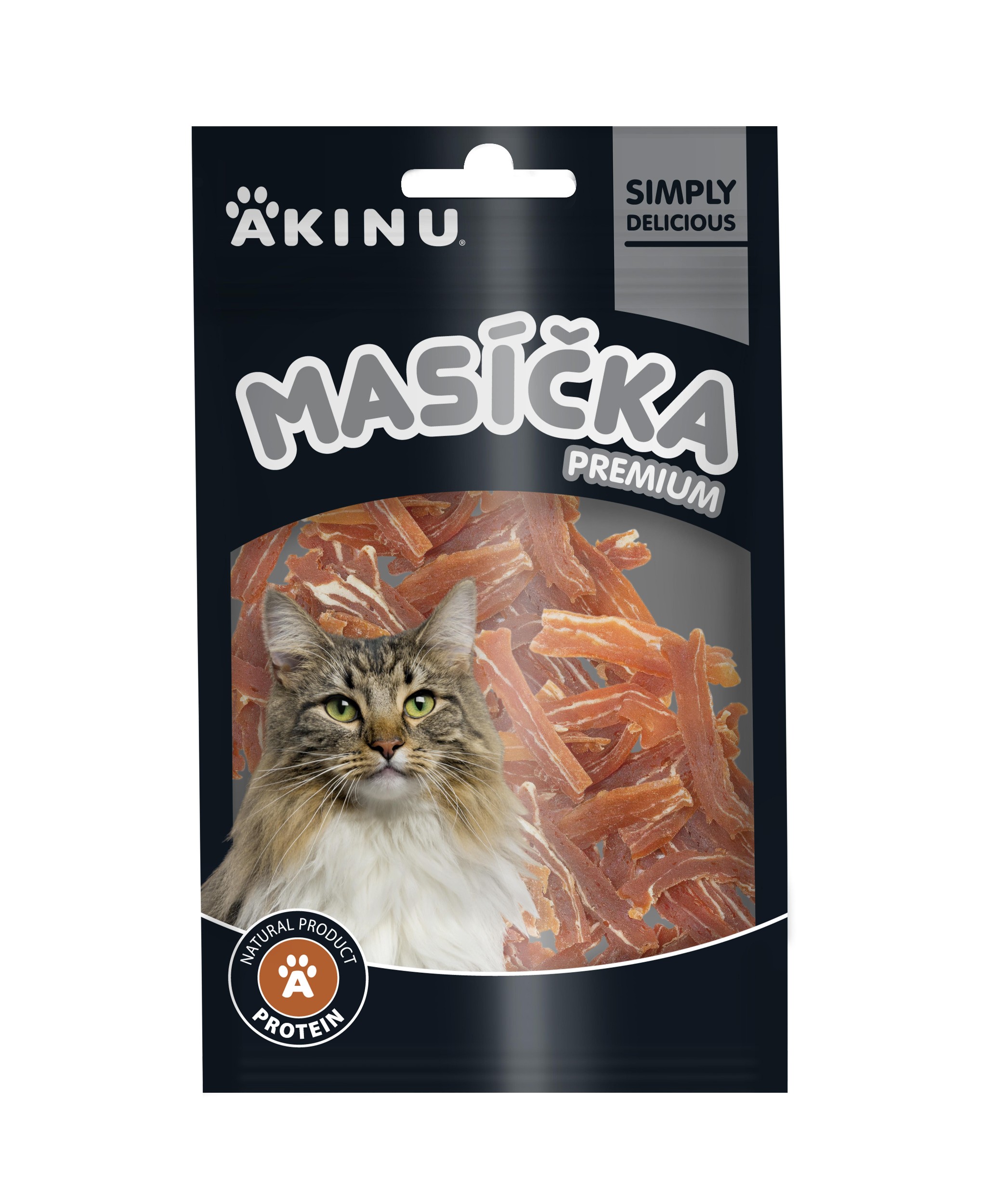 Akinu MASÍČKA PREMIUM Kachní plátky pro kočky mramorované 50 g