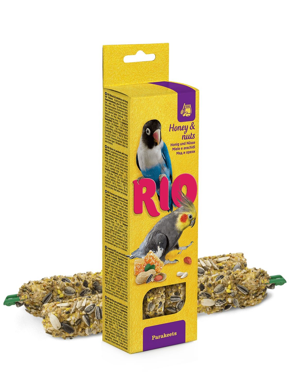 RIO tyčinky pro střední papoušky s medem a oříšky 2 x 75 g