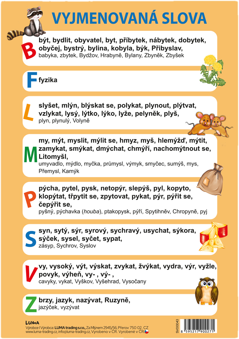 Luma Vyjmenovaná slova A5