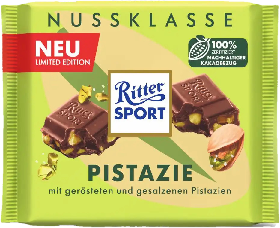 Ritter Sport Mléčná čokoláda s pistáciemi