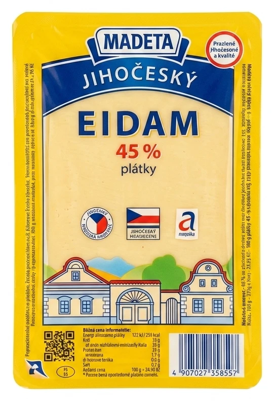 Madeta Jihočeský Eidam 45% - plátky