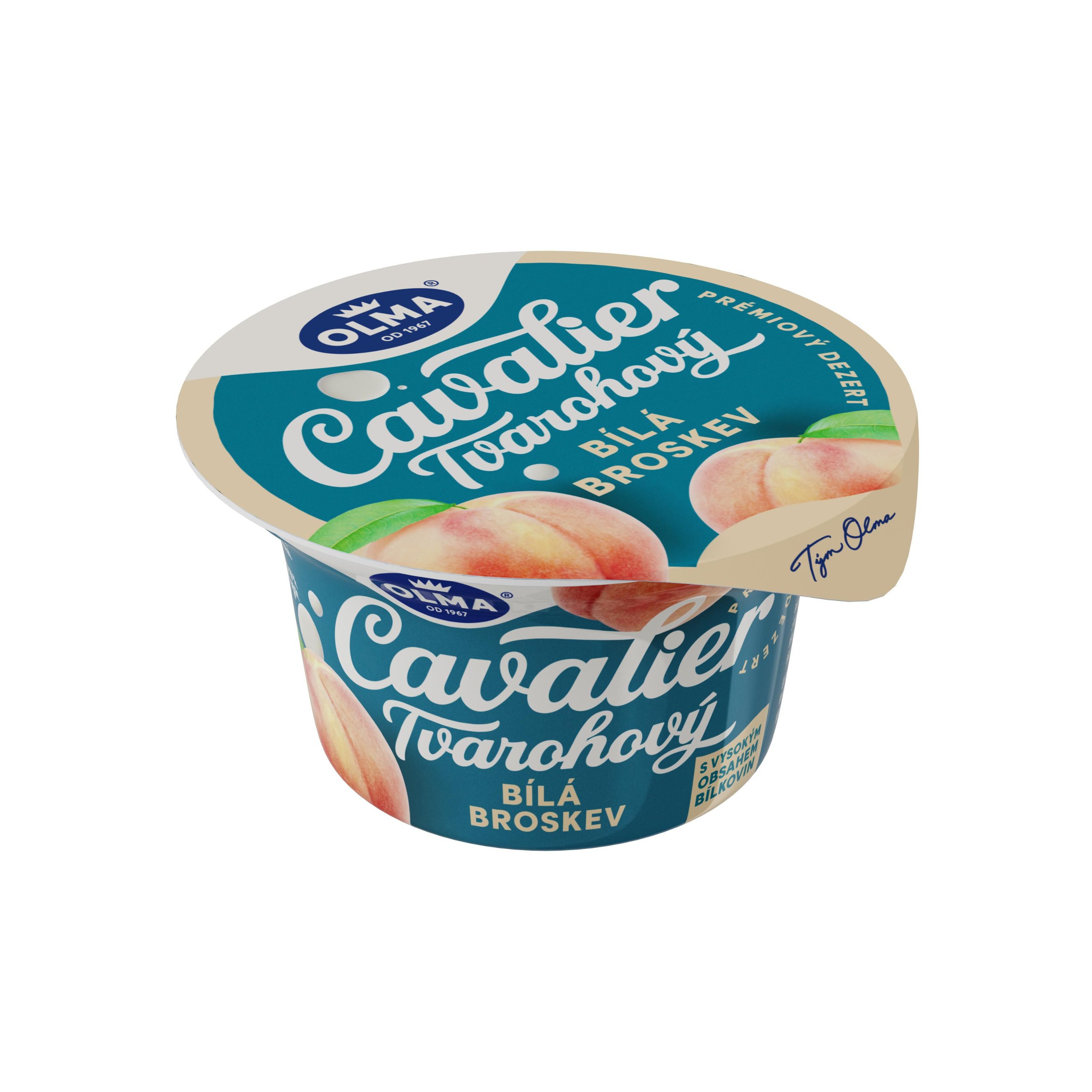 Olma Cavalier tvarohový dezert bílá broskev 130g 2,9% tuku