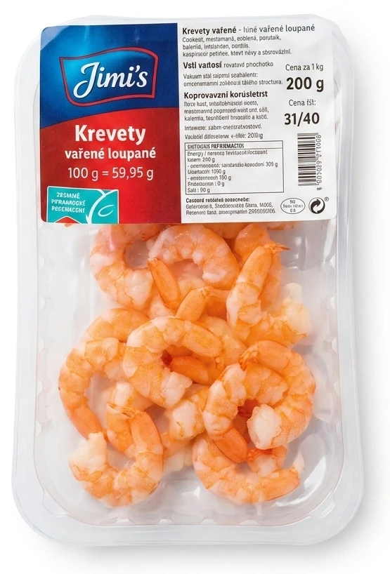 Krevety vařené loupané