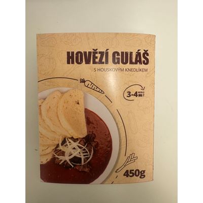 JUST4FOOD Hovězí guláš s houskovým knedlíkem chlaz. 400 g