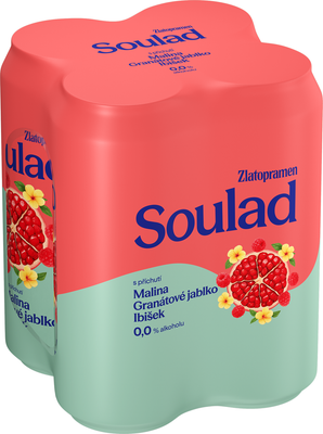 Zlatopramen Soulad nealkoholické pivo Malina granátové jablko a Ibišek 4x500 ml