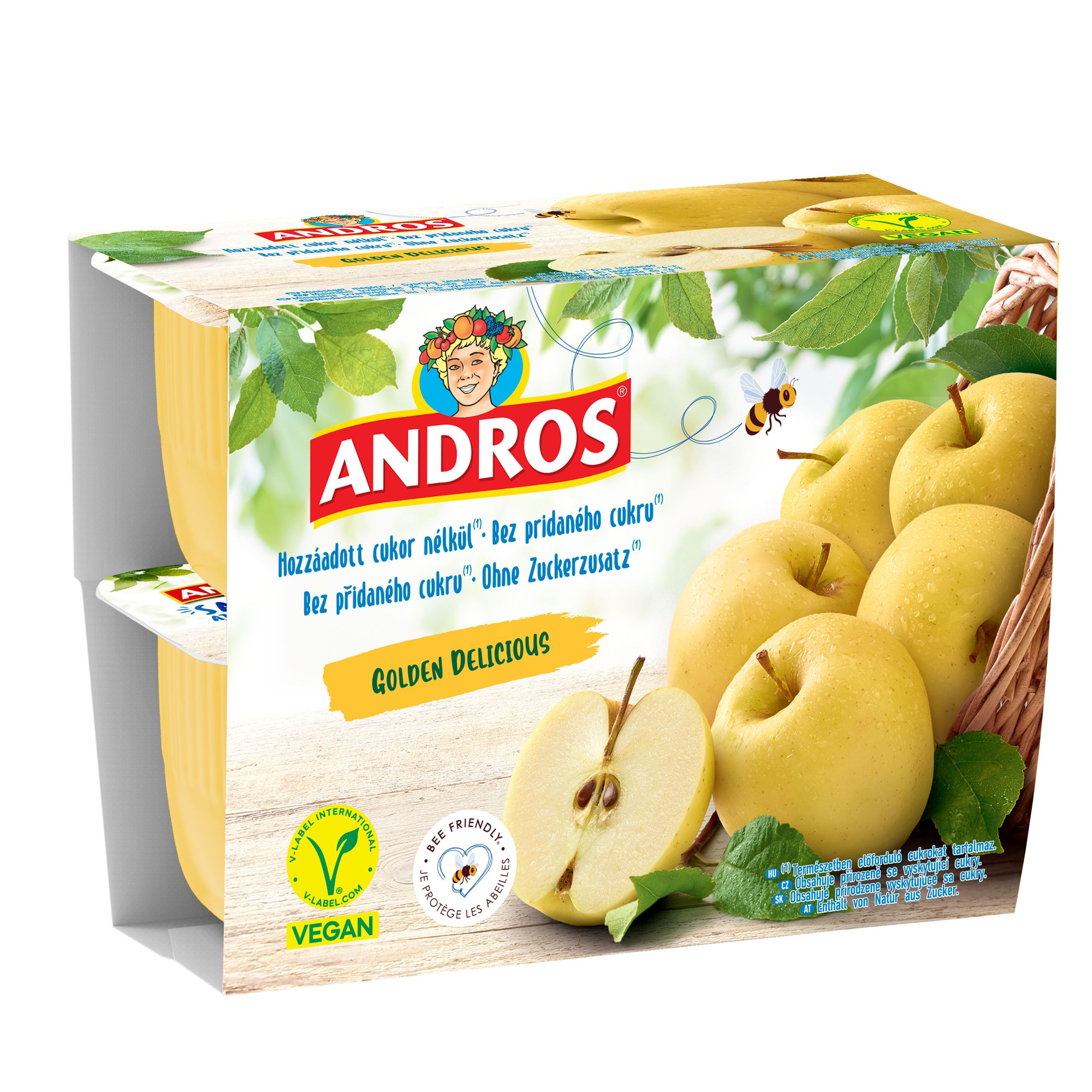 Andros Jablečné pyré z Golden Delicious bez přidaného cukru 4×100 g
