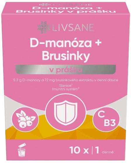 LIVSANE D-manóza+Brusinky v prášku 10x2.7g