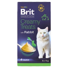 Brit Premium by Nature Cat krémové pamlsky s králíkem 6 x 15g (90g)