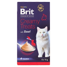 Brit Premium by Nature Cat krémové pamlsky s hovězím 6 x 15g (90g)
