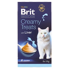 Brit Premium by Nature Cat krémové pamlsky s játry 6 x 15g (90g)