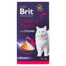 Brit Premium by Nature Cat krémové pamlsky s kuřetem 6 x 15g (90g)
