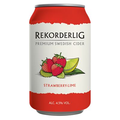 REKORDERLIG Cider jahoda limeta 24 x 330 ml plech