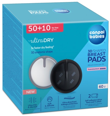 Canpol babies Tvarované prodyšné vložky do podprsenky 3D, černé,  50 + 10 ks
