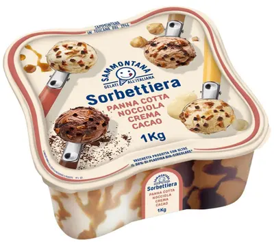 Sammontana Sorbettiera zmrzlina panna cotta, lískový ořech, crema, kakao