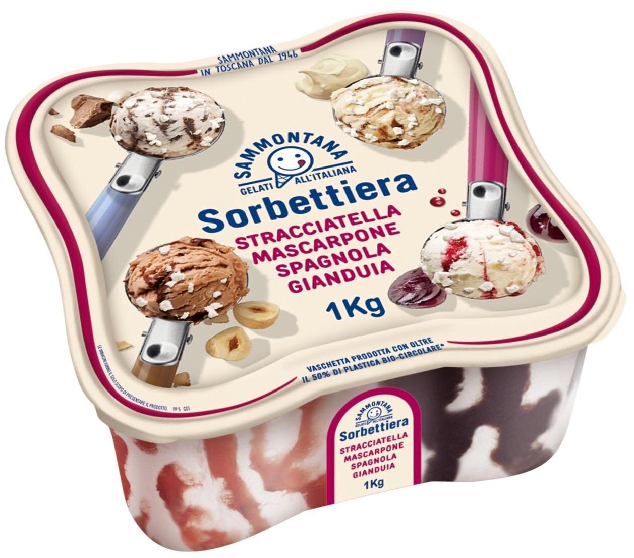 Sammontana Sorbettiera zmrzlina stracciatella, mascarpone, spagnola, gianduia
