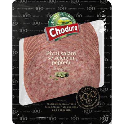 Chodura Pivní salám se zeleným pepřem chlaz. 100 g