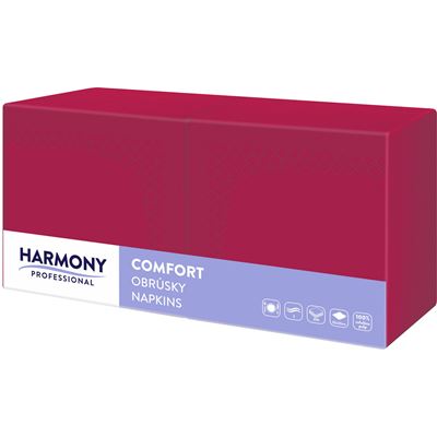 HARMONY Ubrousky 2vrtsvé bordo 33 x 33 cm 250 ks