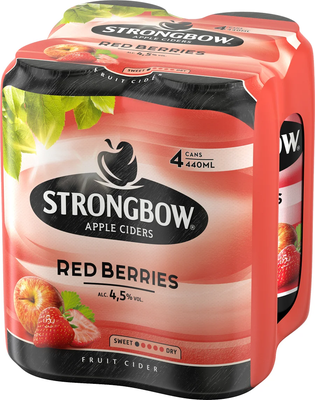 Strongbow Apple Ciders Redberries 4,5%, 4x440ml plech