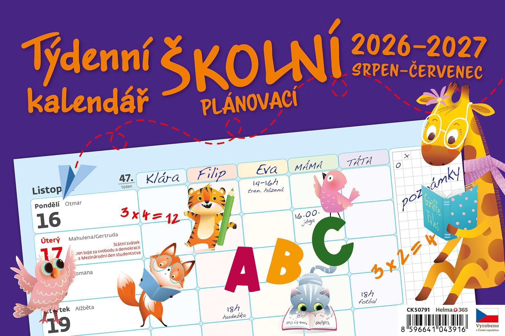 Stil 365 Týdenní ŠKOLNÍ plánovací kalednář