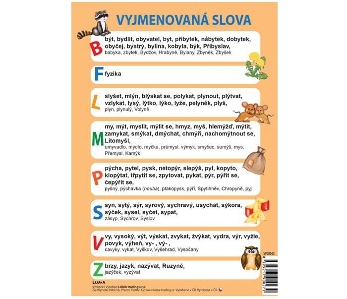 Luma vyjmenovaná slova, A5