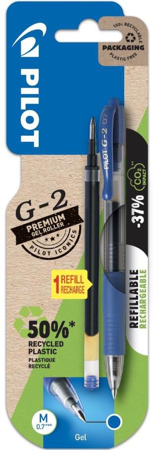 Pilot gelový roller G-2 "M" modrá 1ks + 1 ks náplň