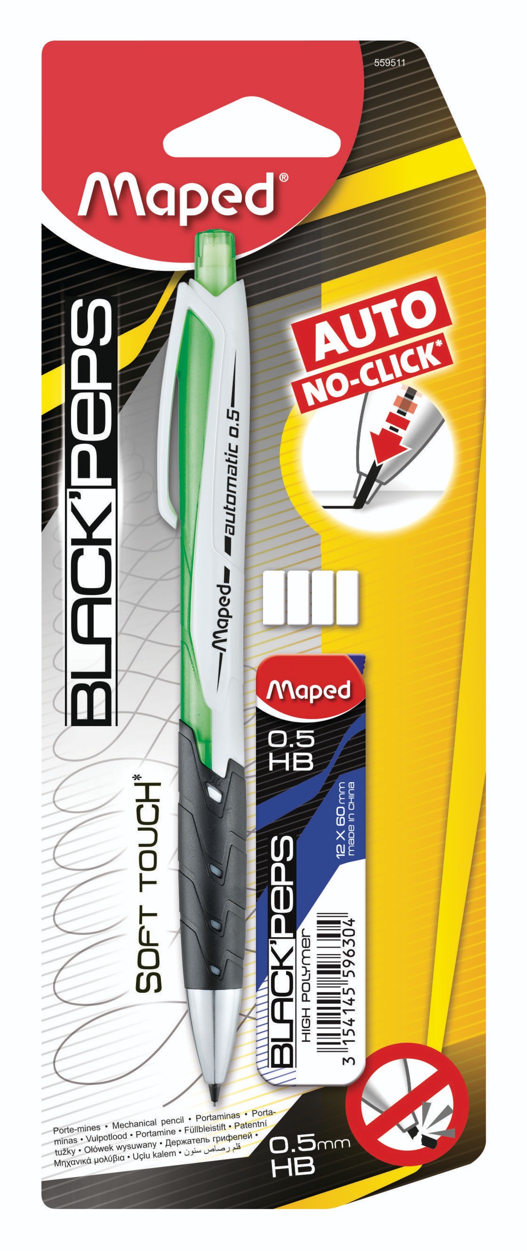 Maped Black´Peps Automatic 0,5mm + tuha, mix barev