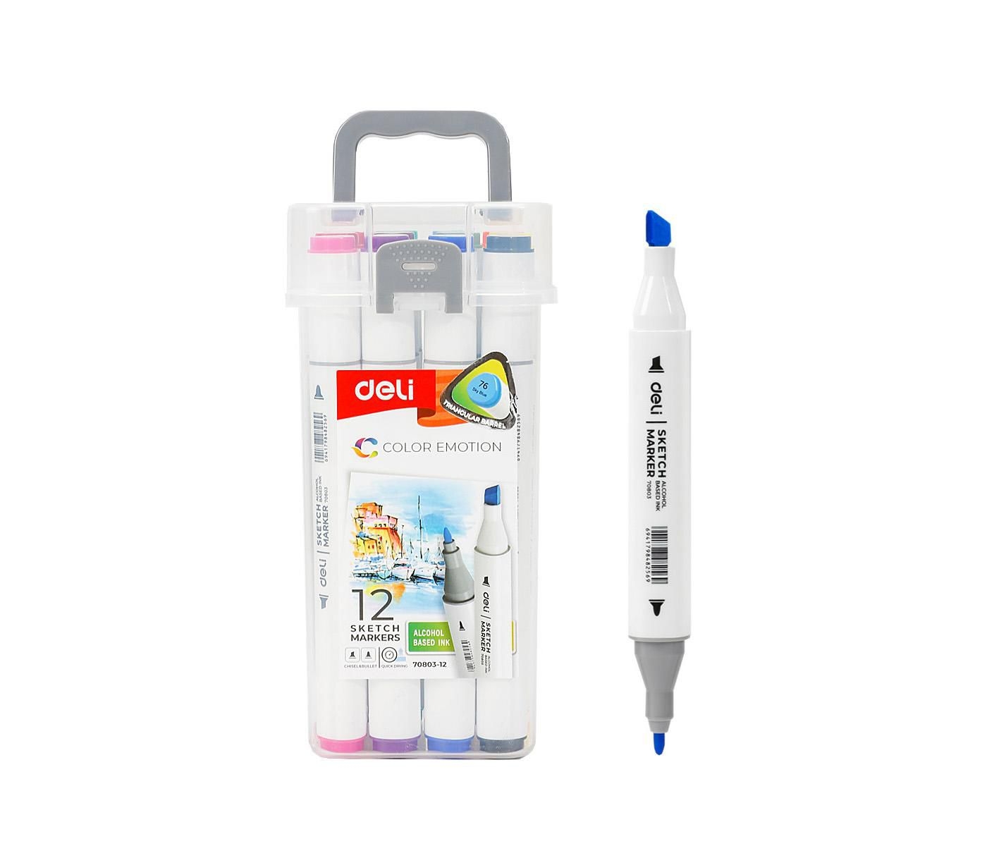 Deli Popisovač skicovací oboustranný Color Emotion 12 barev E70803-12