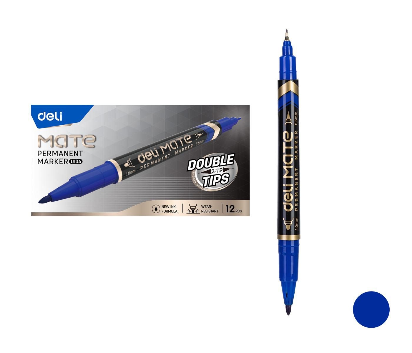 Deli Popisovač EU10430 modrý oboustranný permanent (3616)