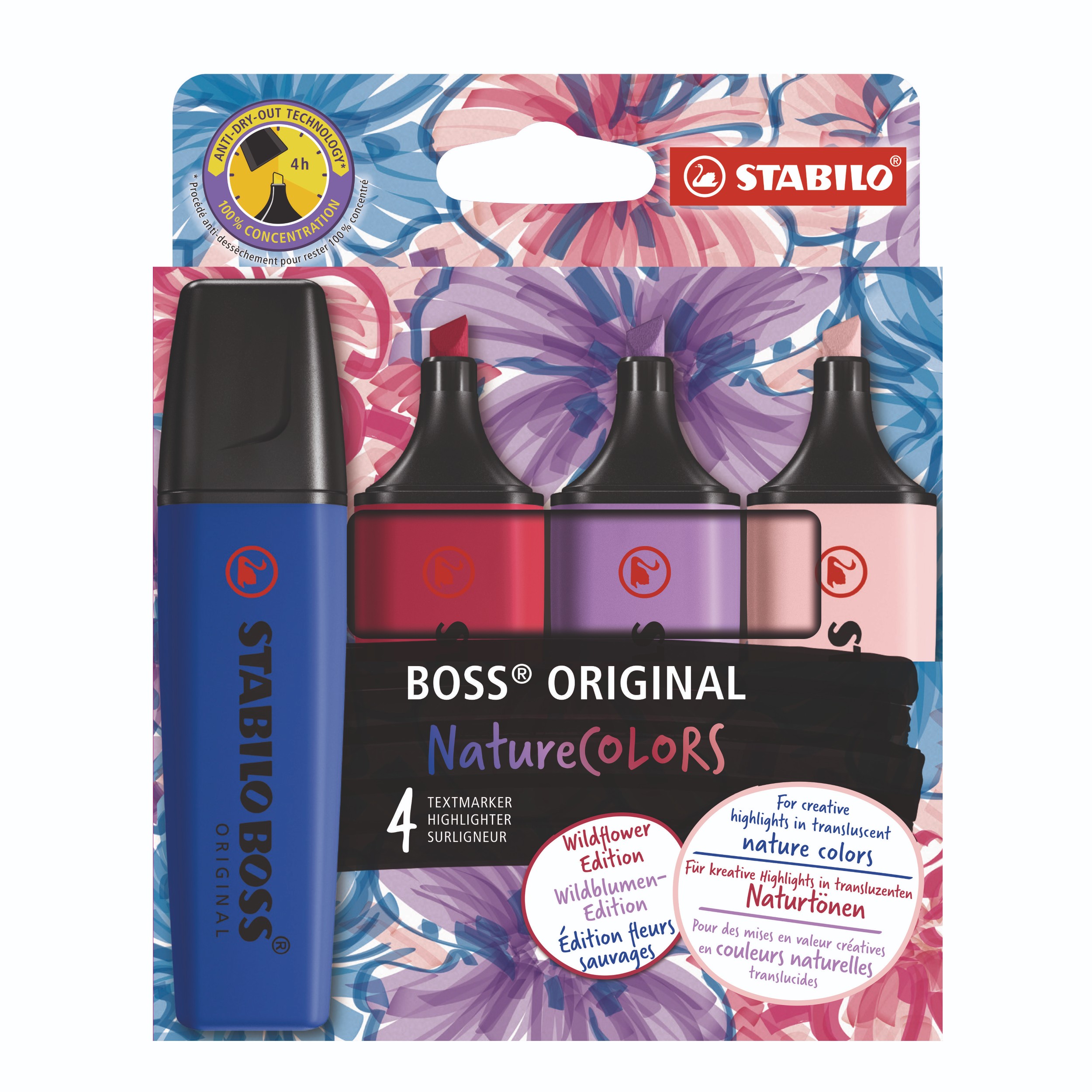 Zvýraz. Stabilo BOSS Colors Wildflow 4ks