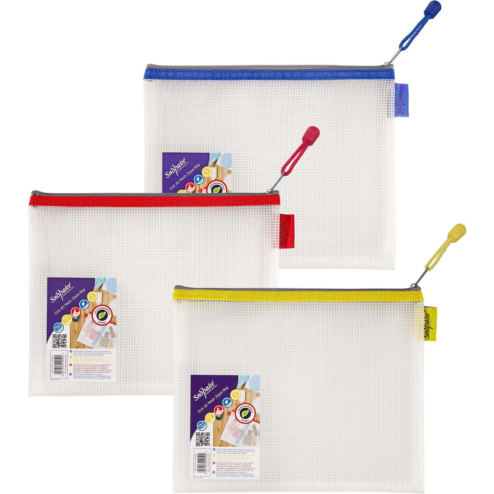 Snopake, Kapsa na zip Zippa-Bag EVA clear mesh, A5, mix barev
