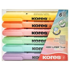 Kores High Liner Plus Pastel zvýrazňovač 6 ks