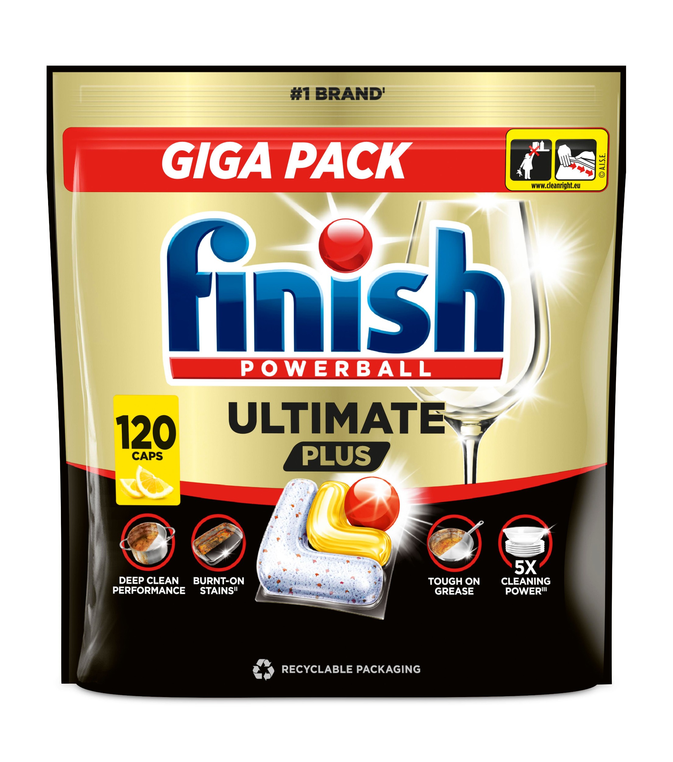 Finish Ultimate Plus kapsle do myčky nádobí - Lemon 120 ks